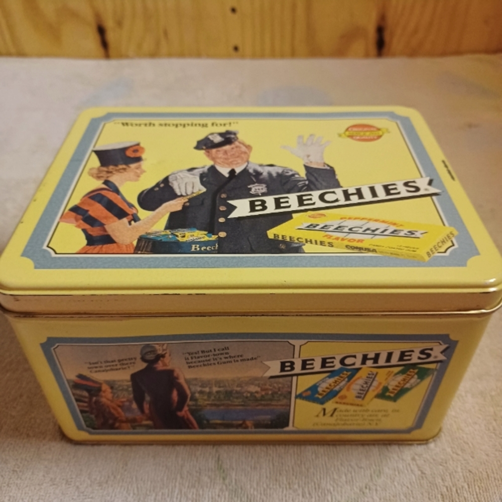 Collectible Beechies Gum Advertising Tin, 1990, The Conusa Corporation